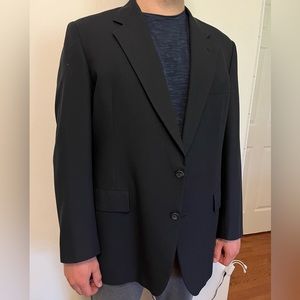 Hart Schaffner and Marx Chicago Navy Solid Flat Front Suit